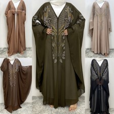 Muslim Women Open Abaya Kimono Maxi Dress Cardigan Kaftan Isam Dubai Abayas Robe