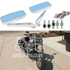 2x Chrome Motorcycle Rectangle Rearview Mirrors For Harley Yamaha Kawasaki Honda