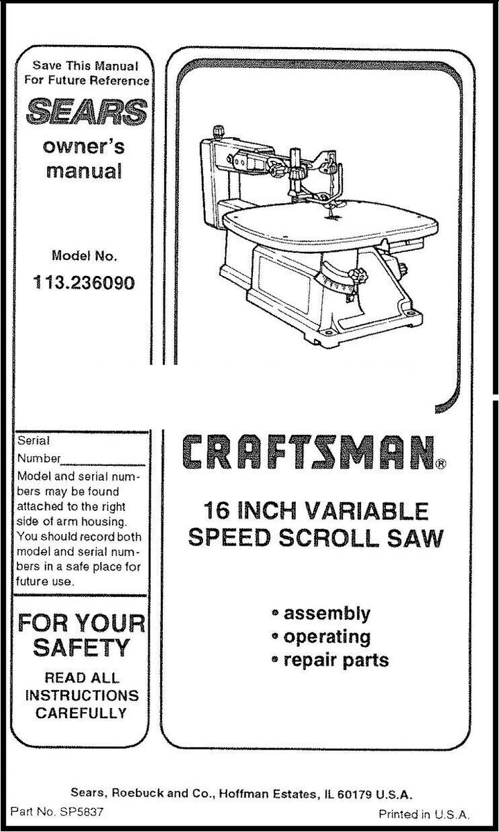 Craftsman 16 inch variable speed scroll saw outlet