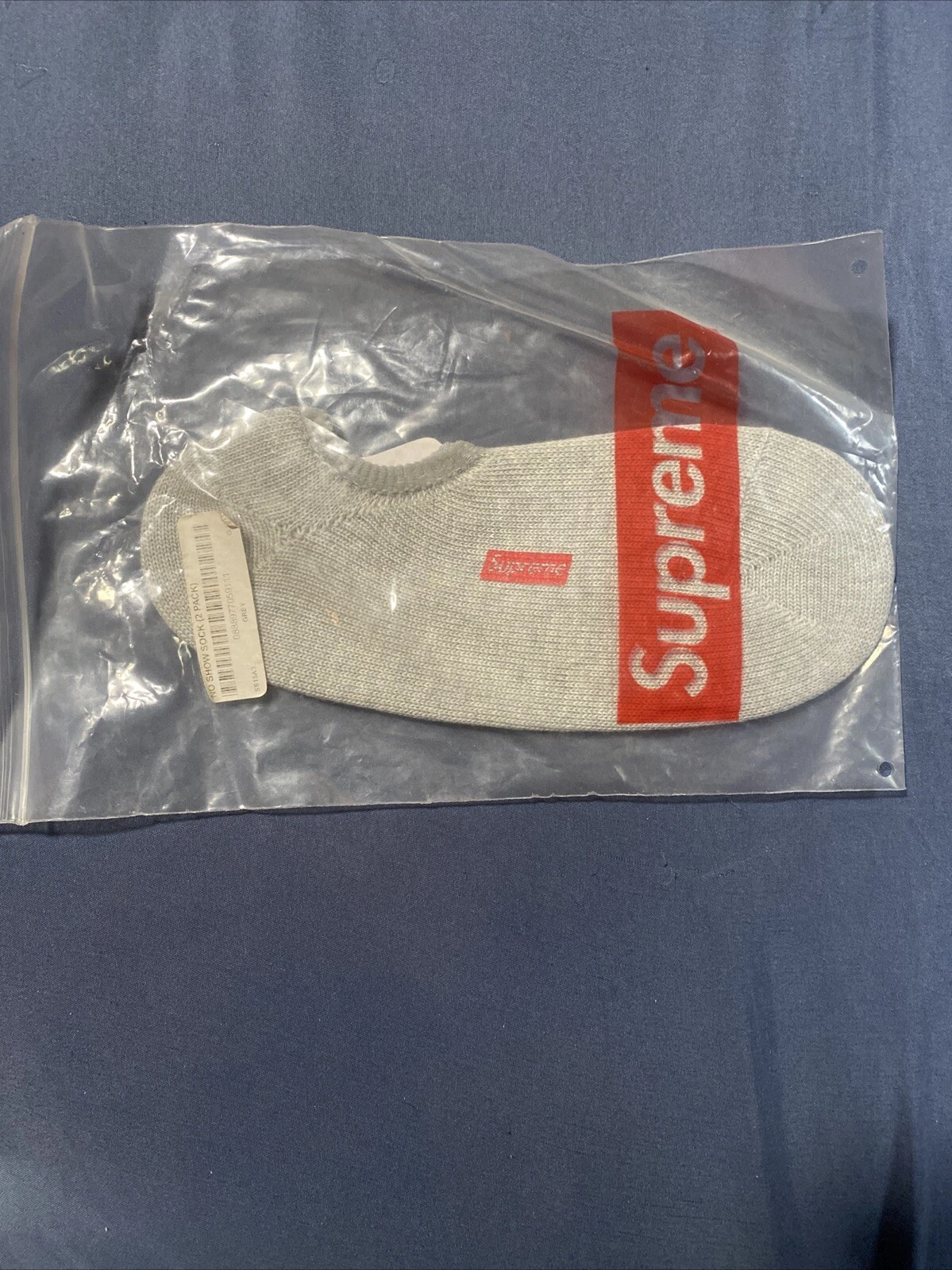 Chaussettes Supreme No Show grises SS15 taille unique rare