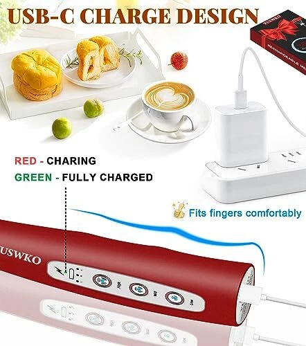 Milk Frother Handheld for Coffee Rechargeable Drink Mixer with 3 Heads 3 Spee...