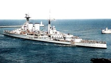 ROYAL NAVY BATTLECRUISER HMS HOOD SAILING FROM MALTA c 1938
