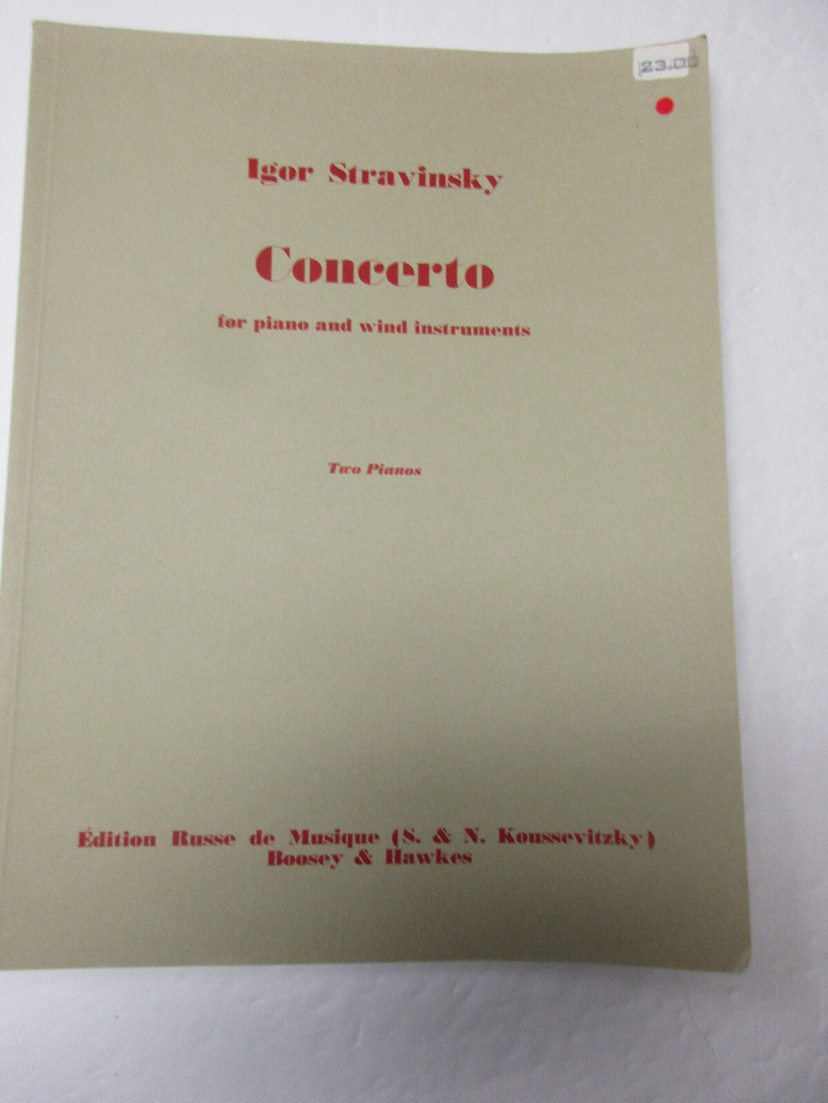 Igor Stravinsky Concerto Due Pianoforti Duetto Partiture Boosey & Hawkes
