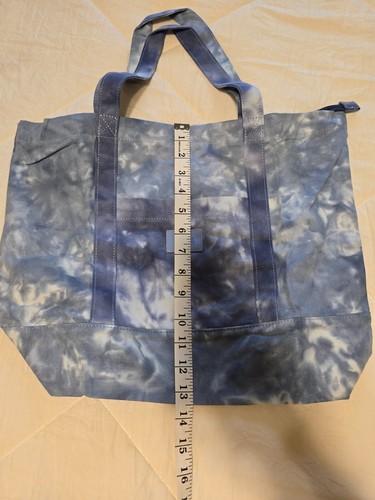 Blue and white tye dye PINK tote with inside and outside pocket - Picture 10 of 10