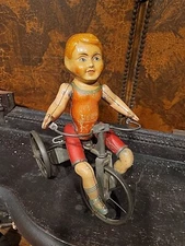 ANTIQUE MARX TOYS WONDER CYCLIST WIND UP LITHO PARTIALLY WORKING GREAT CONDITION