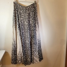 Talbots Women's Size 8 Floral Print  Skirt Beige Black Sheer Overlay Romantic