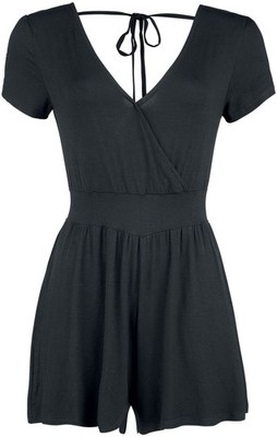 Forplay Jumpsuit Damen Overlay Back Knotted Short Jump Suit schwarz Basics