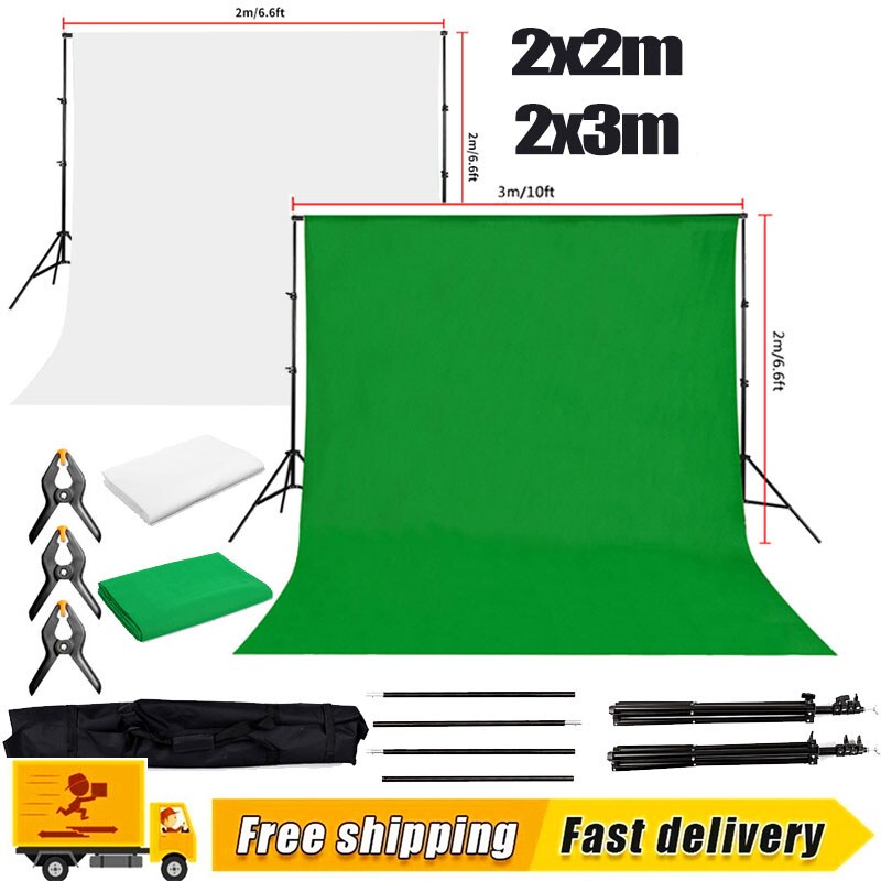 3M Backdrop Stand KIT Studio White Background Support Green Screen Photography U
