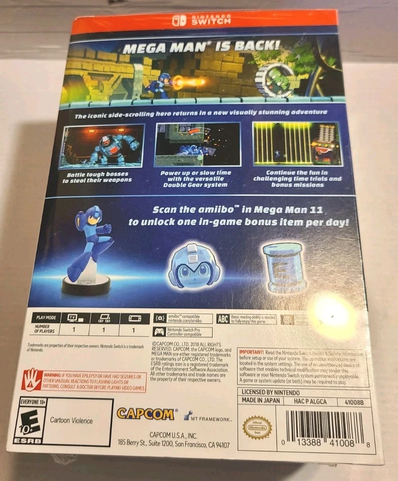 Mega Man 11 Limited Gamestop Limited Edition Game+MegaMan Amiibo Nintendo Switch - Image 3 of 4
