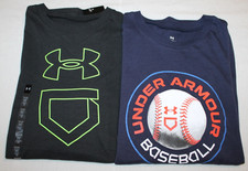 Boys Under Armour Short Sleeve Baseball Shirts Lot Of 2 Size Loose YLG