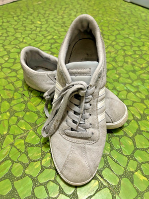 Adidas Courtset Gray Suede Leather Low Sneakers Shoes Women s Size 9.5
