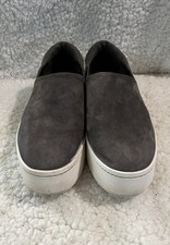 Vince Warren Platform Sneaker Shoe Women 6 Gray Suede Leather Slip On Casual