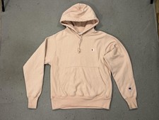 Champion Reverse Weave Hoodie Mens Small Pink Fleece Embroidered Logo