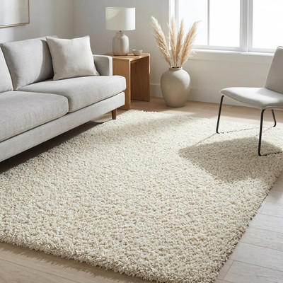Unique Loom Solid Shag Collection Area Rug (5' 1'' X 8' Rectangle Pure Ivory)