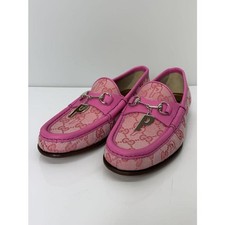 GUCCI Women's Canvas Loafers Dress Shoes Size:35/JP:22 Pink 141149K Authentic
