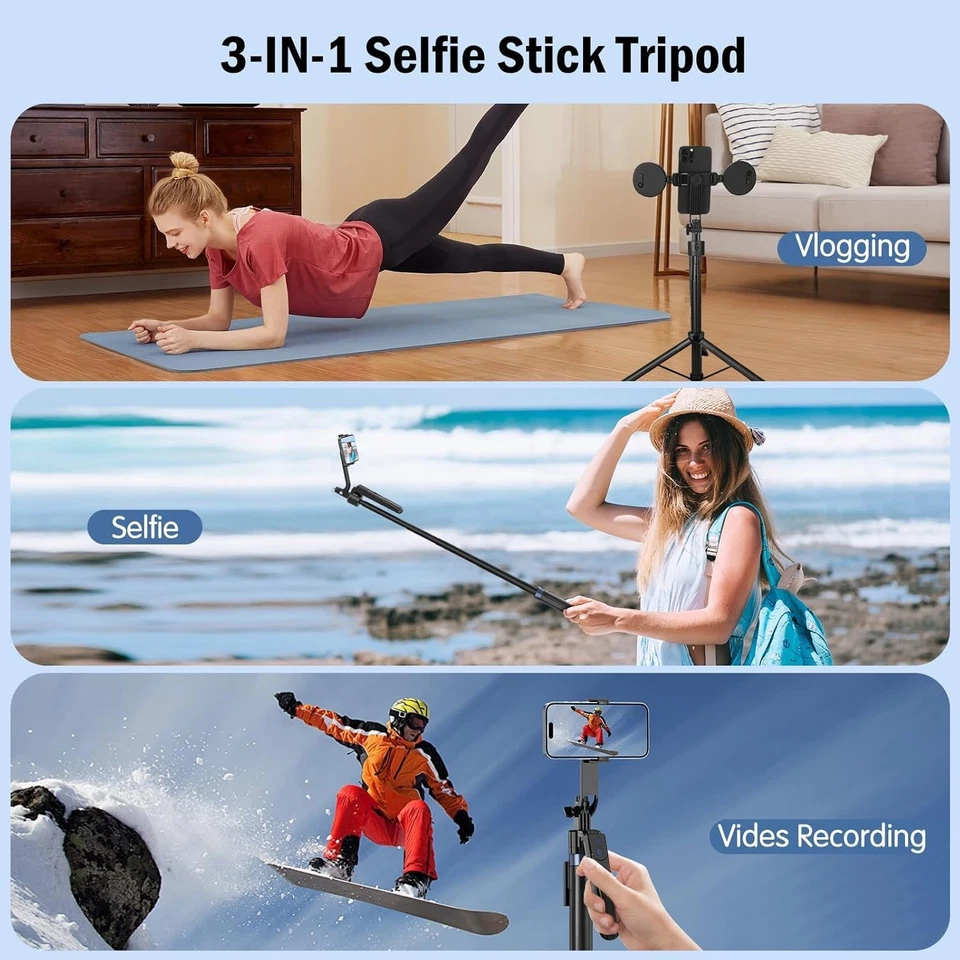 Extendable 70” Tripod with Gesture Control, Light & Remote - Ideal for Videos - Image 4 of 4