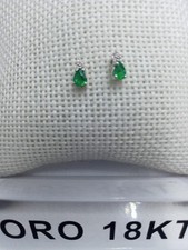 Orecchini in oro bianco 750 18 kt diamanti e smeraldi naturali e garanzia +2404