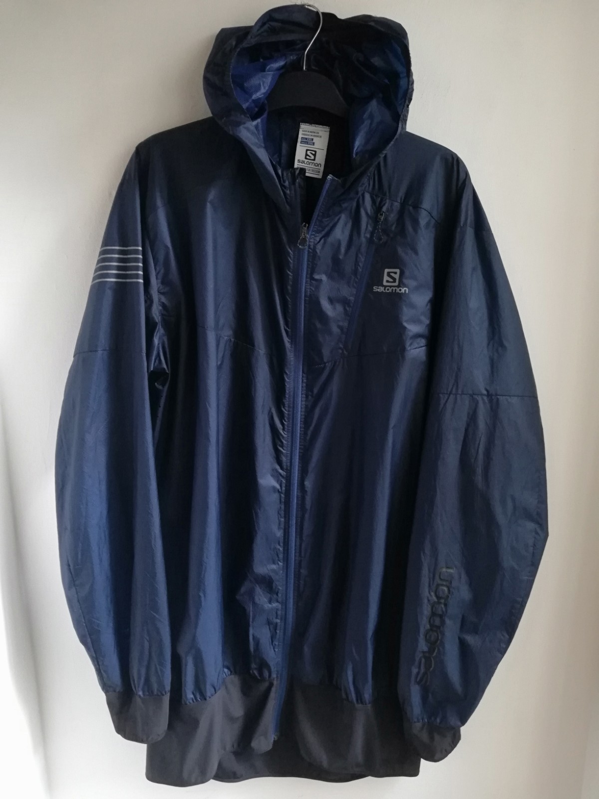 Giacca da jogging Salomon Fast Wing ibrida da corsa blu navy leggera traspirante ottime condizioni