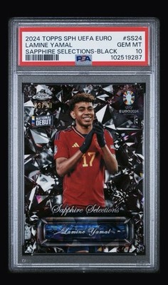 Topps 2024 Chrome UEFA Euro Sapphire Lamine Yamal SS-24 Black /10 PSA 10
