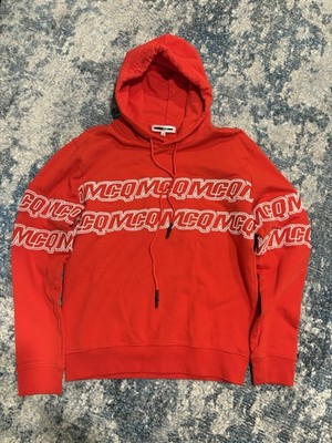 Alexander McQueen Men's Red Pullover Hoodie Knit Print Size S