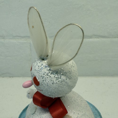 Vintage Easter Bunny Candy Container Bobble Head Mica MCM Rabbit Pipe Cleaner - Picture 3 of 7