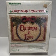 Vintage WonderArt Latch Hook Kit Christmas Is Love New Vintage