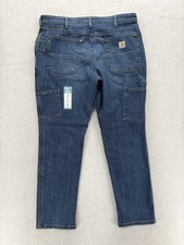 Carhartt Rugged Flex Jeans Womens 14 Short Blue Relaxed Fit Double Front Work