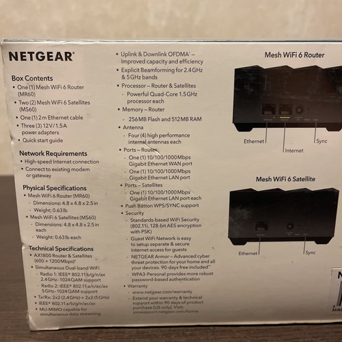 NetGear NightHawk Mesh WiFi 6 System, For Up To 4,500 Sq Ft (AX1800/MK63S) - Picture 6 of 7