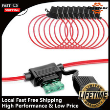 10 Pack 12 Gauge In-line ATC/ATO Fuse Holder Blade Fuse Holder Cover 12V 40 AMP