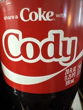 Share a Coke with   Cody  2025 Personalized Gift Coca Cola Bottle 20oz Comb Ship