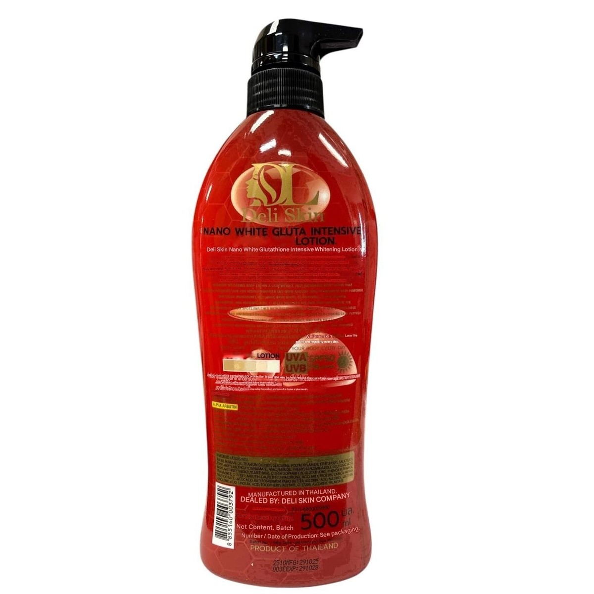 nano white glutathione Deli Skin Nano White Gluta (RED) Body Lotion SPF50 PA+++ 500ml