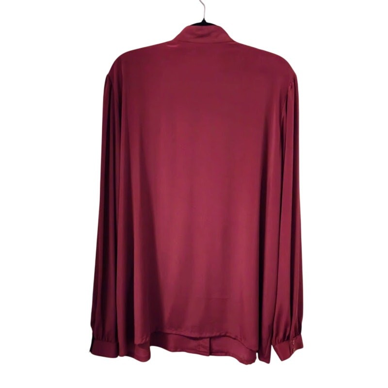 SAINT LAURENT Camicetta Yves St Clair vintage plissettata taglia 22 bordeaux scuro romantico femminile chic