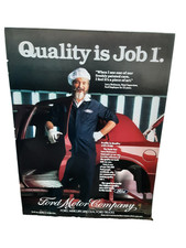1991 Ford Motor Co. Print Ad Quality is Job 1 Auto Factory Employee Promo VTG