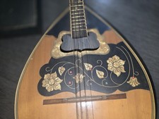 Vintage Greek Bowl Back Bouzouki Mandola Natural Finish Decorative Inlay