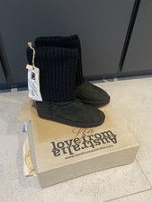 Love From Australia Black Suede Sheepskin  Cozi ugg Boots UK size 7 - new in box