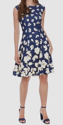 London Times Women's Blue Printed Sleeveless Fit-Flare Dress Petite Size 14P | eBay London Times Women's Blue Printed Sleeveless Fit-Flare Dress Petite Size 14P | eBay