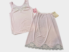 VTG Shadowline Cami Camisole Sz 34  Half Slip Set Lingerie w/Tags, Lace, 80's