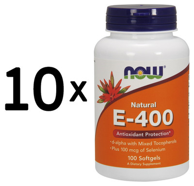 10 x NOW Foods Vitamin E-400 IU with Selenium - 100 softgels (499,98 EUR/kg)