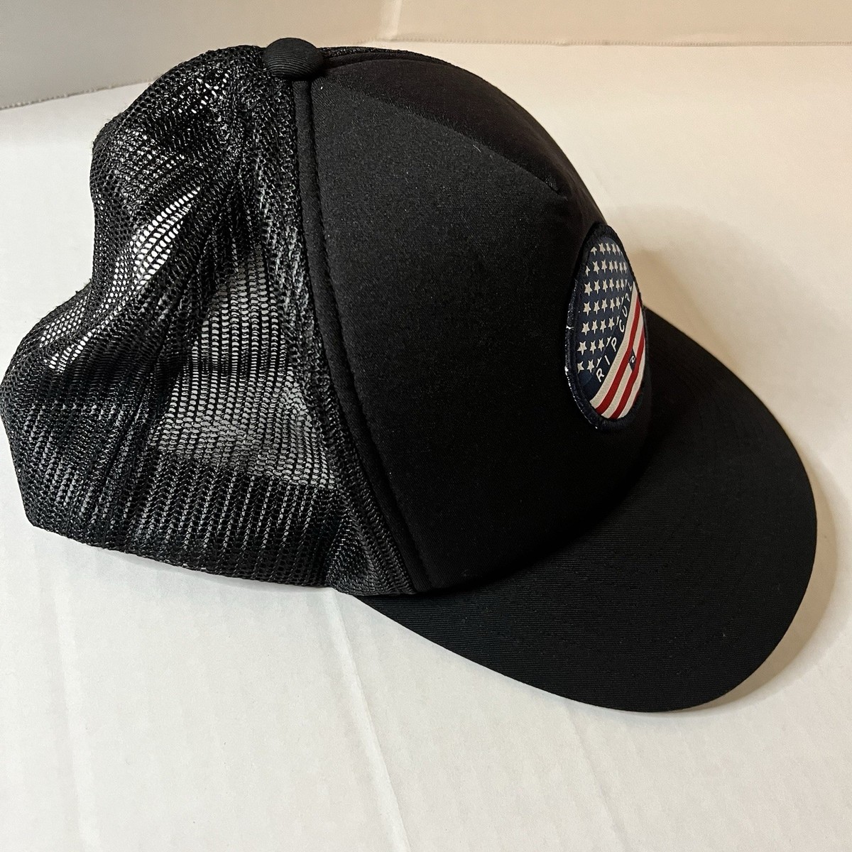 Rip Curl Trucker Hat USA Flag Logo Black Mesh Snapback Surf Skate Adjustable Cap View 3