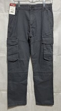 NWT Wrangler Classic Straight Fit Gray Cargo Pants Boys 16 Regular Adjust Waist