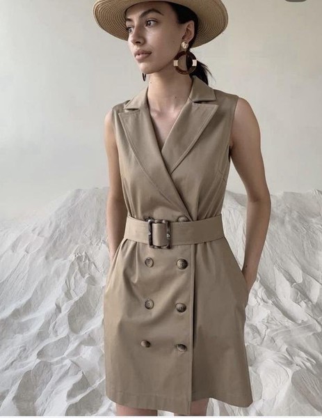 Women Banana Republic Dress Beige Cotton 34 / XS /