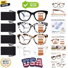Progressive Multifocus Reading Glasses for Women Men Blue Light Blocking Comp...