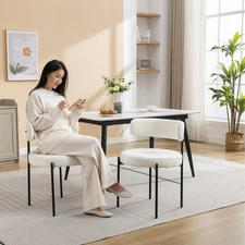 Roundhill Furniture Burbank Modern Round Boucle Dining