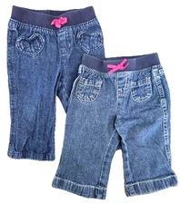 JUMPING BEANS Lot of 2 Baby Girls Jeans Blue 9M