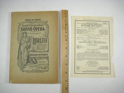 Madame Butterfly Grand Opera Libretto 1922 Extra Program Page Tamaki Miura