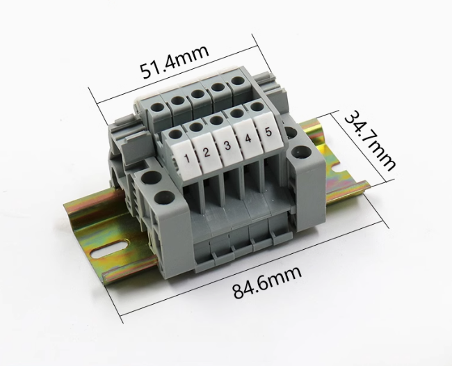 Morsettiera guida 5 50 vie fila UK2.5B 30A 690V sezione filo 2 5 mm²