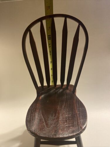 Doll Chair Spindle Back 15” Dark Stain Wood Nice Details LOOK - Picture 2 of 11