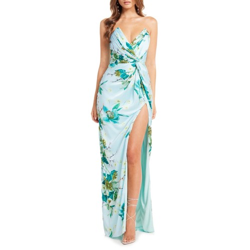 NWT Katie May Finn Floral Strapless Dress Women's Blue Size 2X