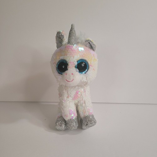 Ty Beanie Boo Diamond White Flip Sequin 8 Inch White And Silver Unicorn Plush - Picture 5 of 8
