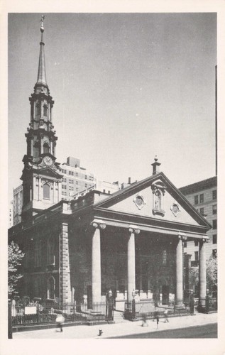 Postkarte Ansicht der Kapelle vom Broadway zeigt Denkmal von William James MacNeven - Bild 1 von 2